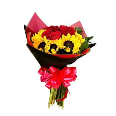 Bouquet Girasol y Rosa - Luminoso Bouquet Girasol y Rosa - Luminoso