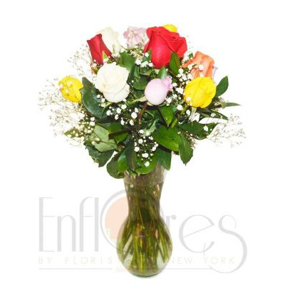 Florero de Rosas Surtidas Florero de Rosas Surtidas