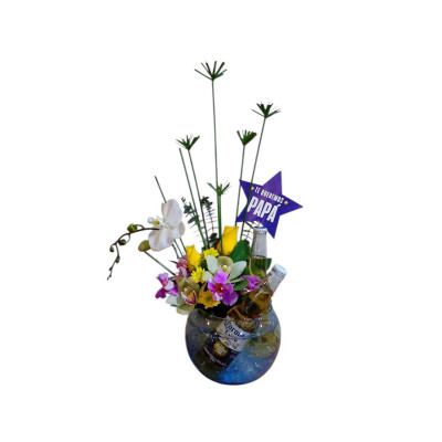 Bombonera con orquídeas y cervezas especial para Papá