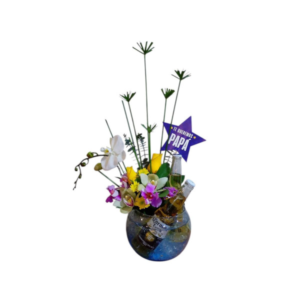 Bombonera con Orquídeas Naturales y Cervezas