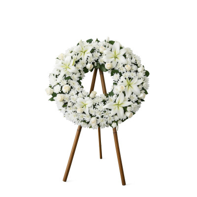 Corona Fúnebre Americana en Flores Blancas