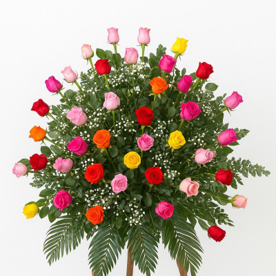 Pedestal en rosas de colores