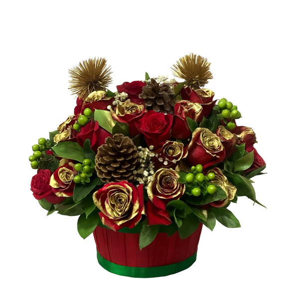 Arreglo Navideño en Rosas Escarchadas