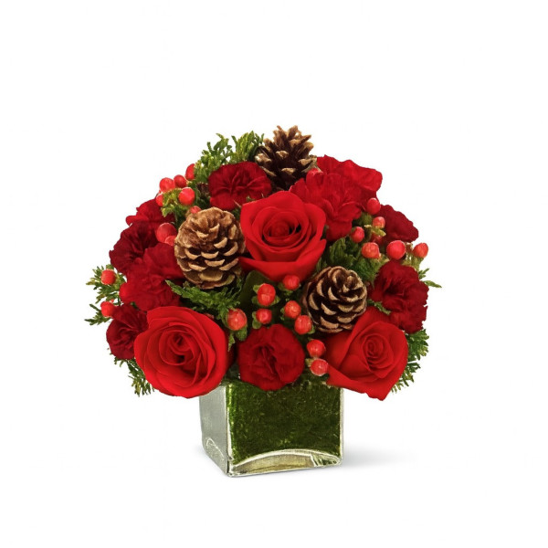 Rosas en cilindro navidad