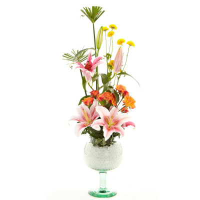 Bombonera con Lirios Rosados Frescos - Diseño Verano Bombonera con Lirios Rosados Frescos - Diseño Verano