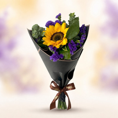 Girasol arreglado en papel coreano: un regalo sencillo y elegante
