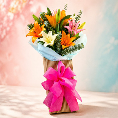 Caja ecológica de 15 botones de lirios de colores  - | Enflores