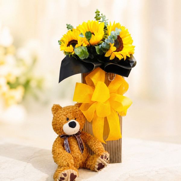 Caja ecológica con Girasoles y Oso - Edición Cami Girasoles