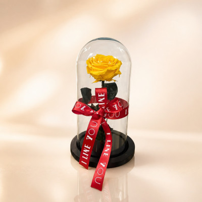 Rosa Preservada en Cúpula – Color Amarillo | Enflores