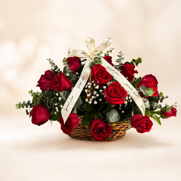 Canasta con 36 Rosas rojas