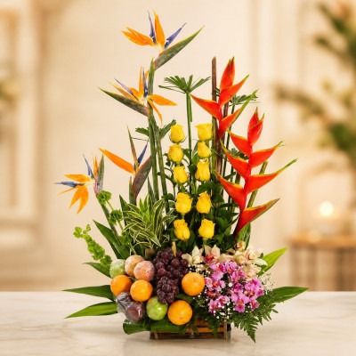 Frutero Exótico con Rosas - Diseño Prosperidad| Enflores
