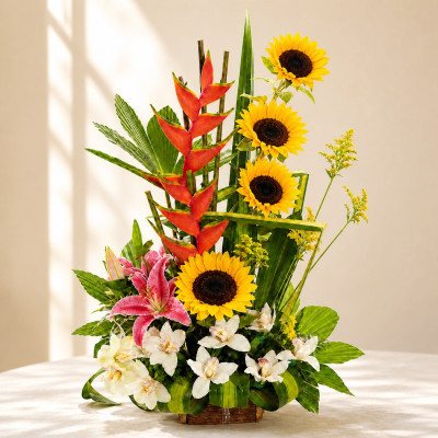 Fusión de Girasoles, Orquídeas y Flores Exóticas | Enflores