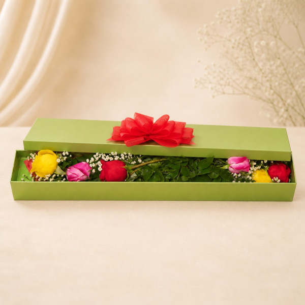 Caja de 6 Rosas Surtidas