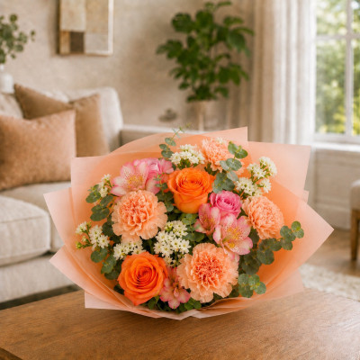 Bouquet de flores surtidas con claveles y rosas