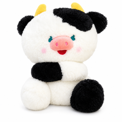 Vaca de peluche adorable en blanco y negro
