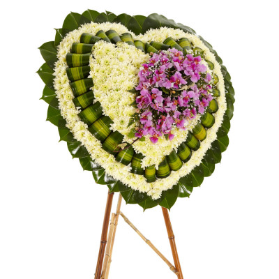 Corazón Floral con Pompones y Orquídeas Hawaianas - Diseño Indestructible Corazón Floral con Pompones y Orquídeas Hawaianas - Diseño Indestructible