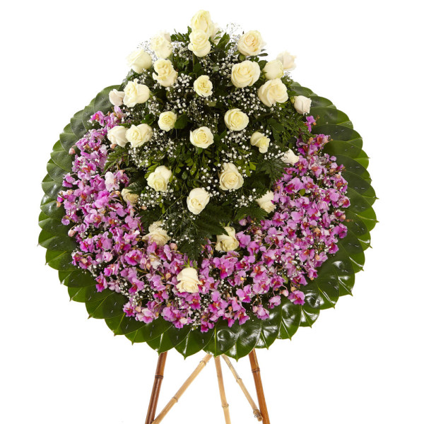 Corona en Orquídeas Hawaianas y Rosas - Diseño Asunción